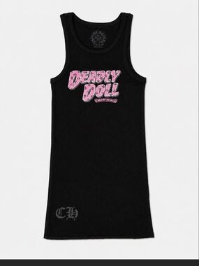 NWT Deadly Doll Black Tank Dress with Pink Graphic - S